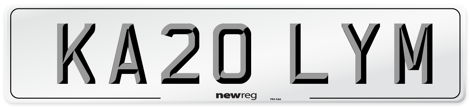 KA20 LYM Number Plate from New Reg